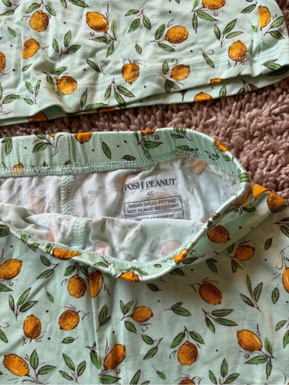 Posh Peanut Pajama Set with Yellow Lemon Print: 4T